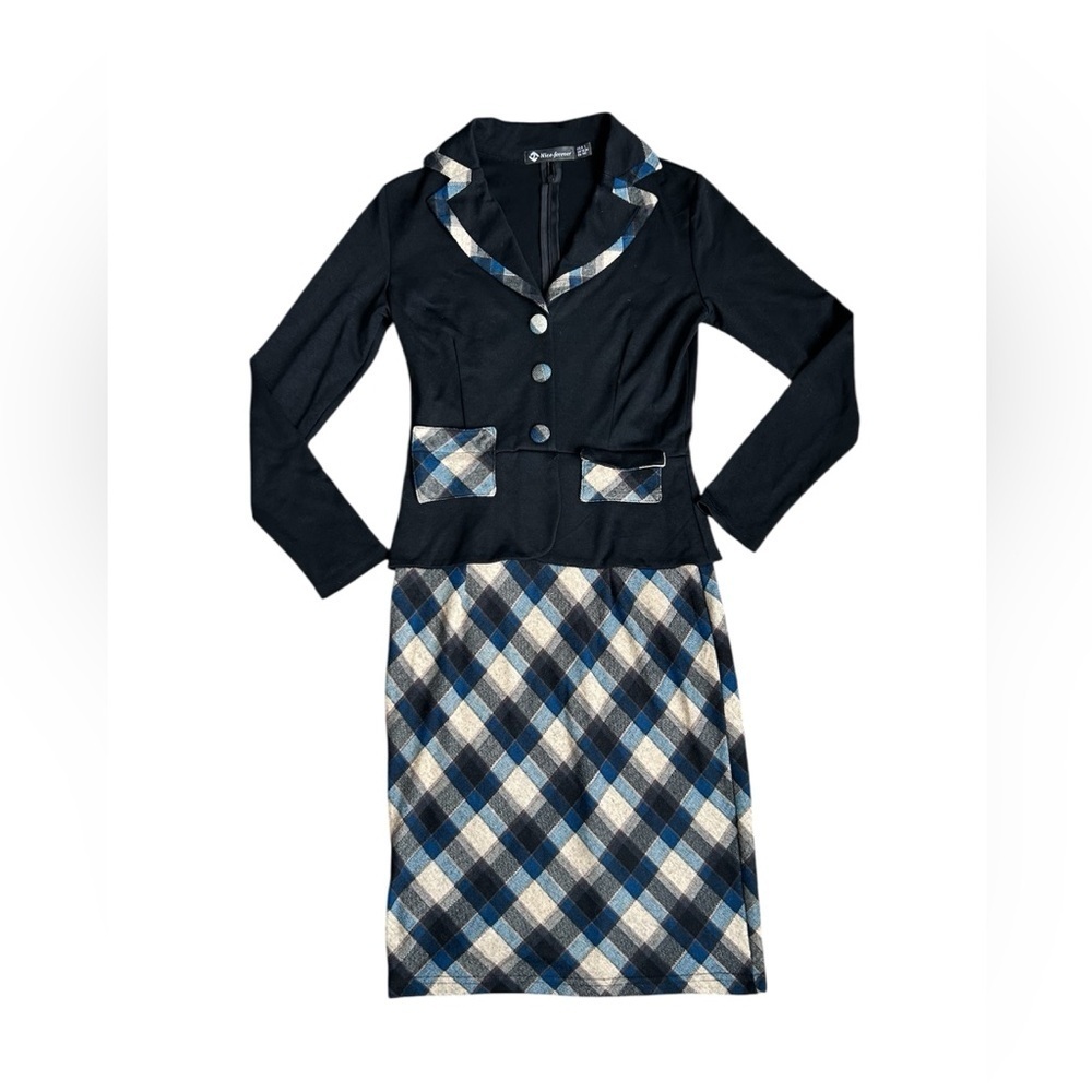 Nice-forever Retro Women’s Plaid Pencil Dress US size 6